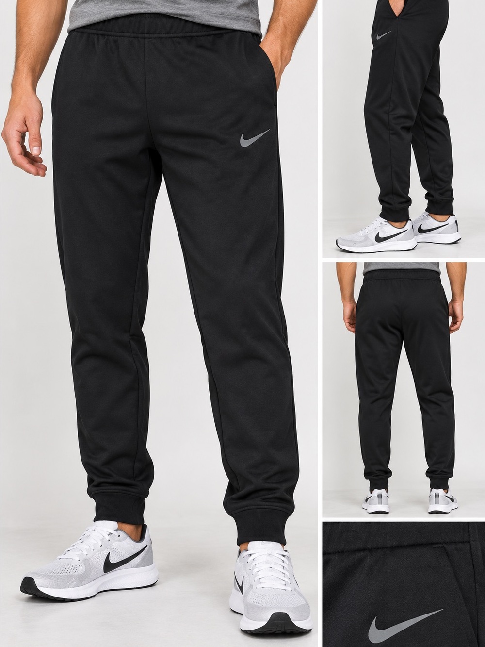 Nike Black Athletic Jogger Sweatpants with Reflective Swoosh